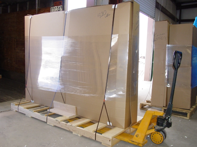 TV Bed packaged and on a pallet