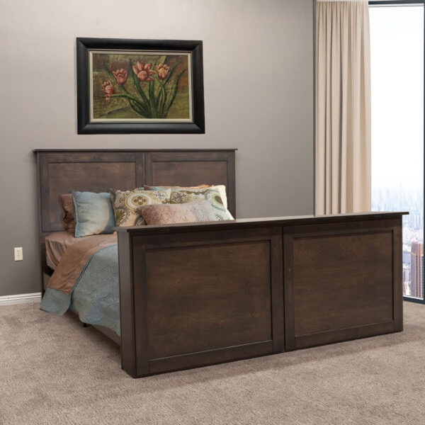 rustic wood decorated tv lift bed