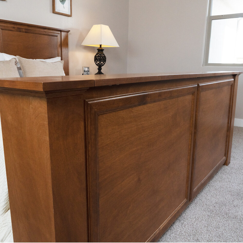 footbed of a wood tv lift bed