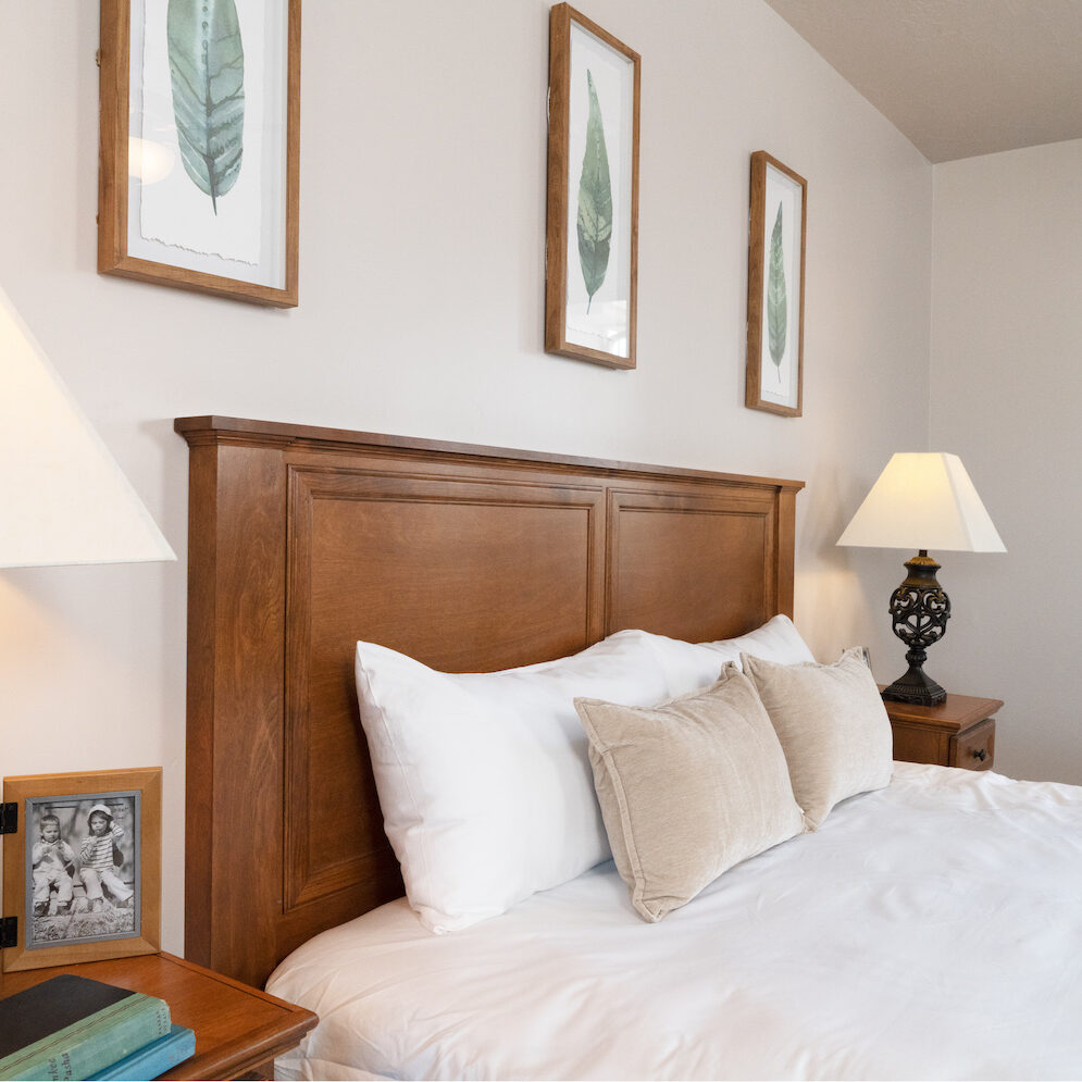 headboard of a wood tv lift bed