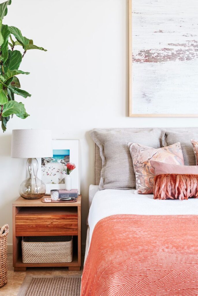 bed with colorful blanket