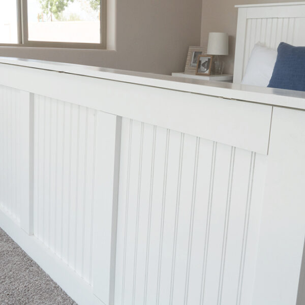 footbed of a white tv lift bed