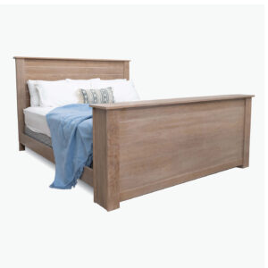 decorated wooden bed