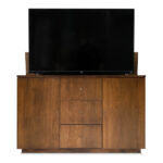 wood tv lift cabinet with tv