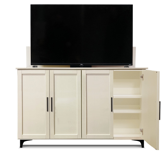 Madison TV Lift Media Console in Aged White