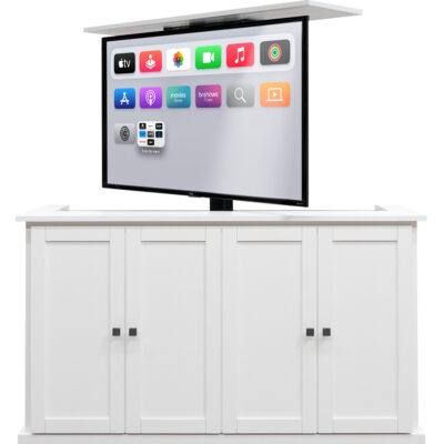 TV Lift Cabinet with Apple TV swiveled