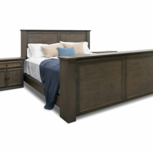 dark wood cabinets and decorated dark wood bed
