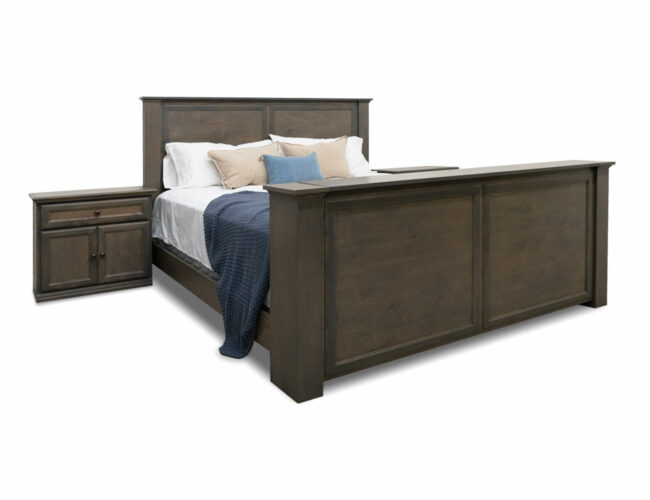 dark wood cabinets and decorated dark wood bed
