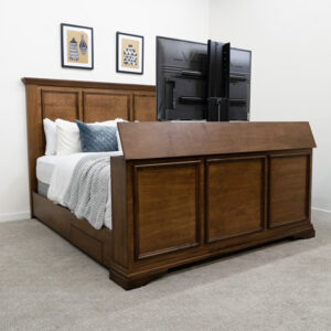 All wood TV Bed with TV up