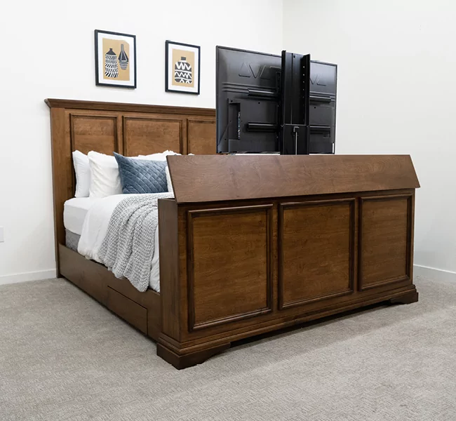 All wood TV Bed with TV up