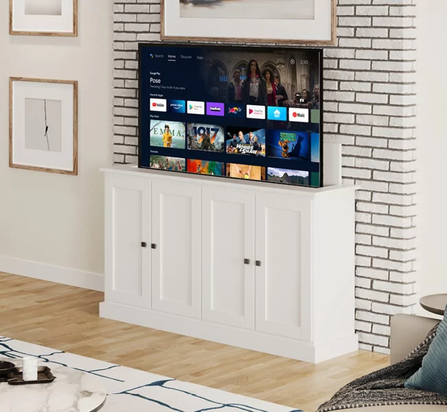 TV Lift Cabinet Hayward style with TV open