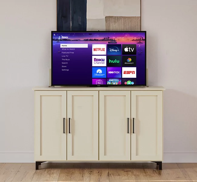 TV Lift Cabinet madison style with TV open