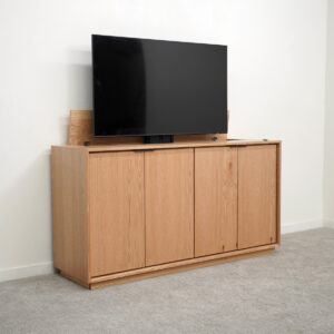 wood tv lift cabinet with tv