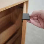 opening a wood tv lift cabinet