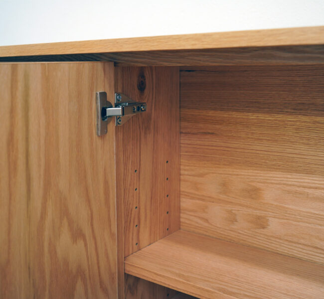 inside view of wood tv lift cabinet