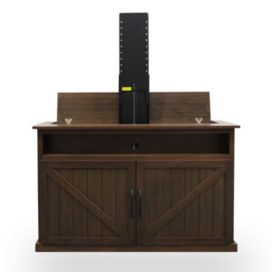 dark brown tv lift cabinet