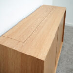 top view of wood tv lift cabinet